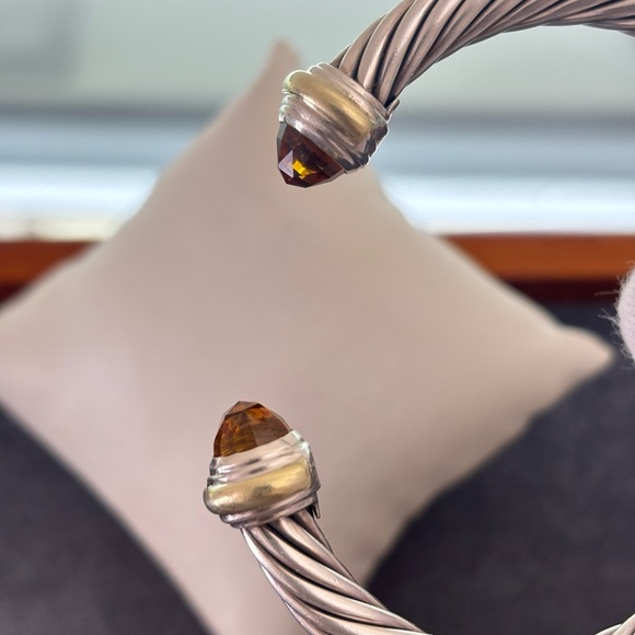 David Yurman 925 & 14k Gold 7mm Cable Bracelet with Citrine-Medium - Picture 4 of 10